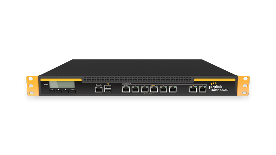 Peplink Balance 580. Reliable, Cost-Effective, and Full-Featured SD-WAN Router with 5 WAN Connections. 