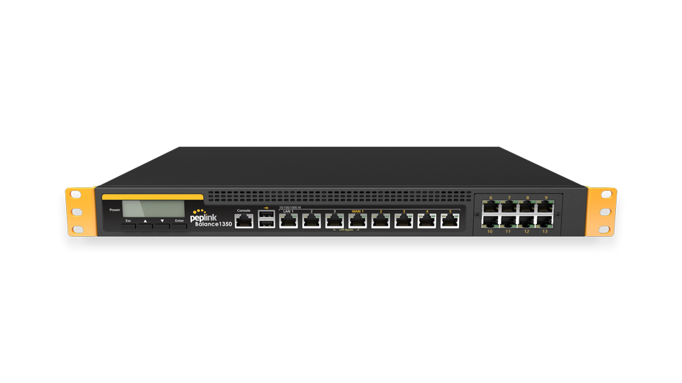 Peplink Balance 1350. Powerful SD-WAN router with 13 WAN Connections. 