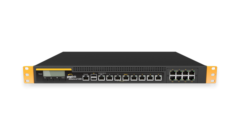 Peplink Balance 1350. Powerful SD-WAN router with 13 WAN Connections.