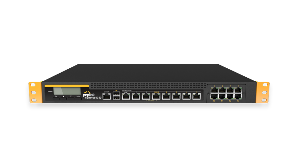 Peplink Balance 1350. Powerful SD-WAN router with 13 WAN Connections. 