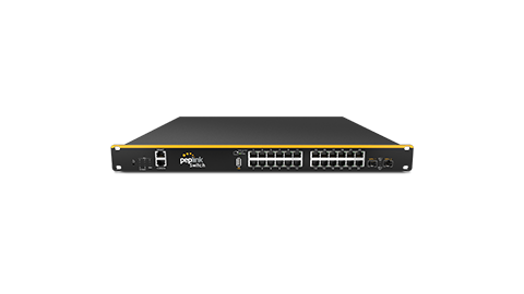 Peplink 24-Port AC SD Switch. PoE enabled switch with 24 Gigabit ports & 2 SFP ports for enterprise environments.