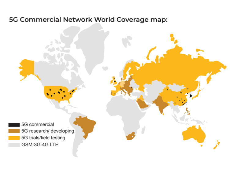 5G networks coverage world map 5G commercial internet connection coverage